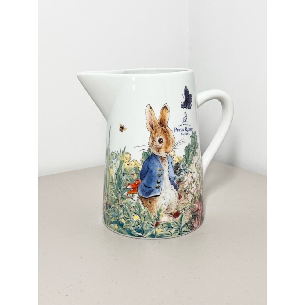 NEW Beatrix Potter Peter Rabbit Ceramic Pitcher 6.5”